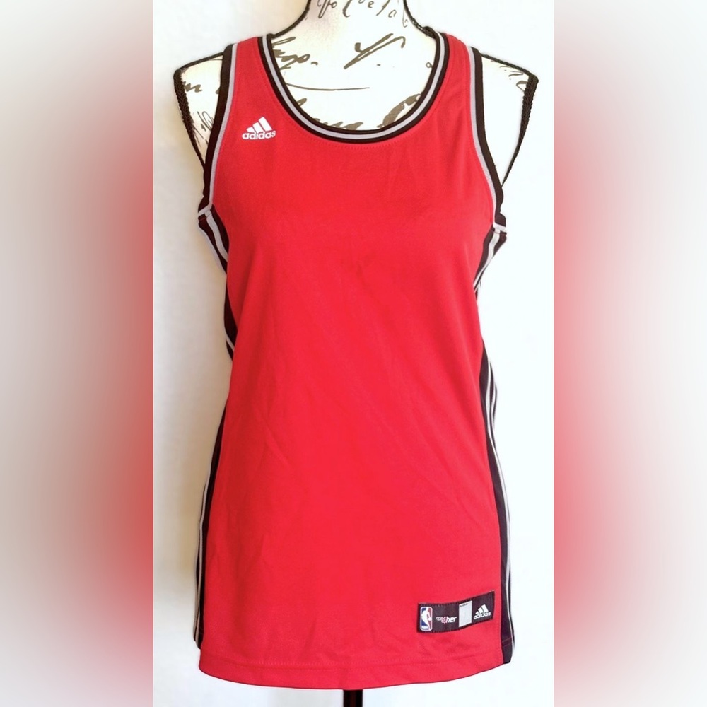 Red/Black/Gray Women's Adidas NBA for Her Sleeveless Tank Basketball Jersey NWOT